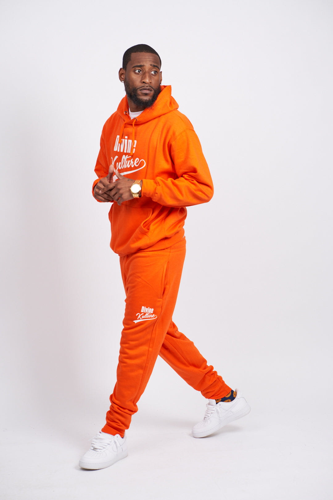 Orange & White Men's Tracksuit