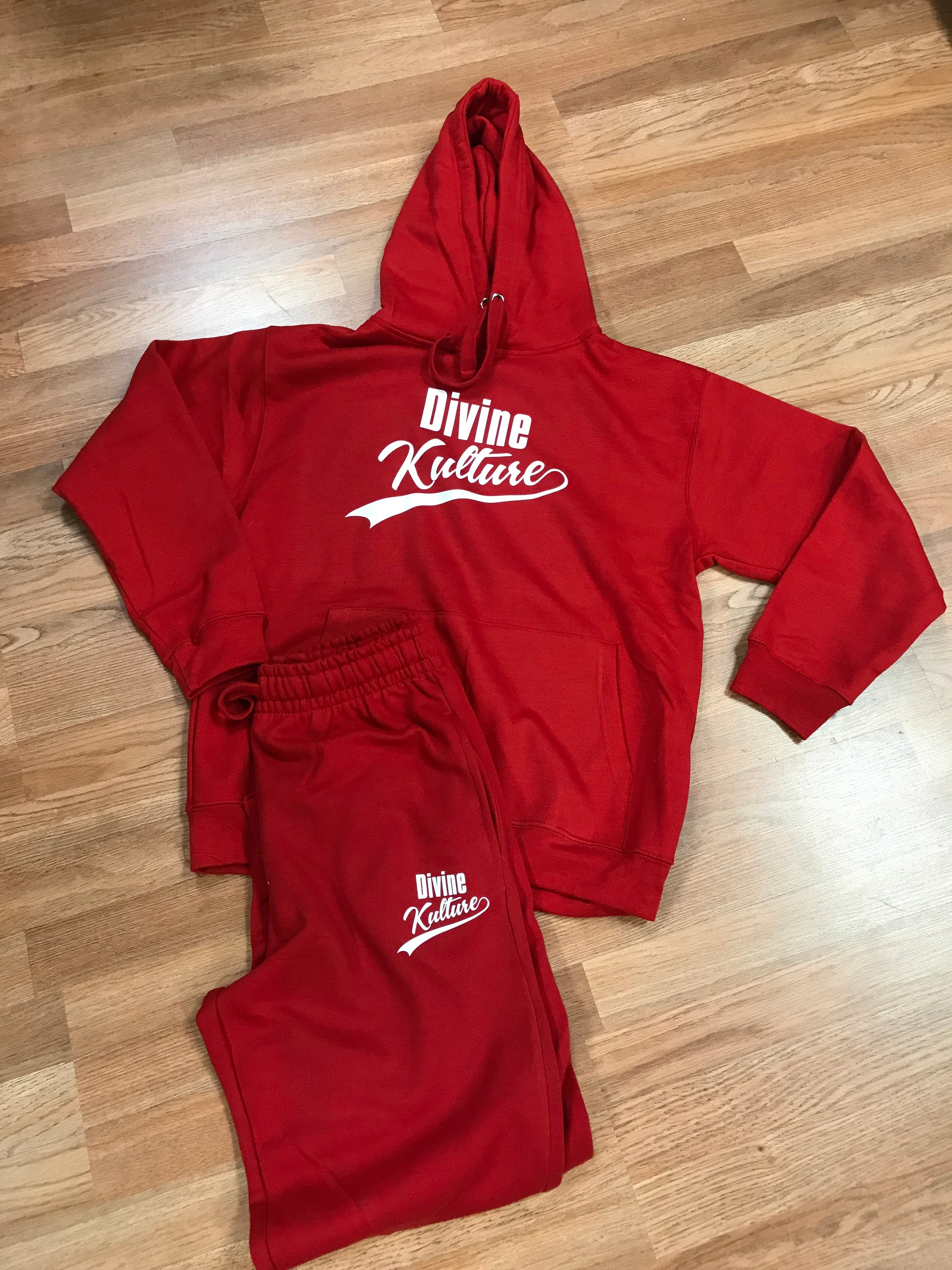 Divine Sweatsuit - Hot Red & White