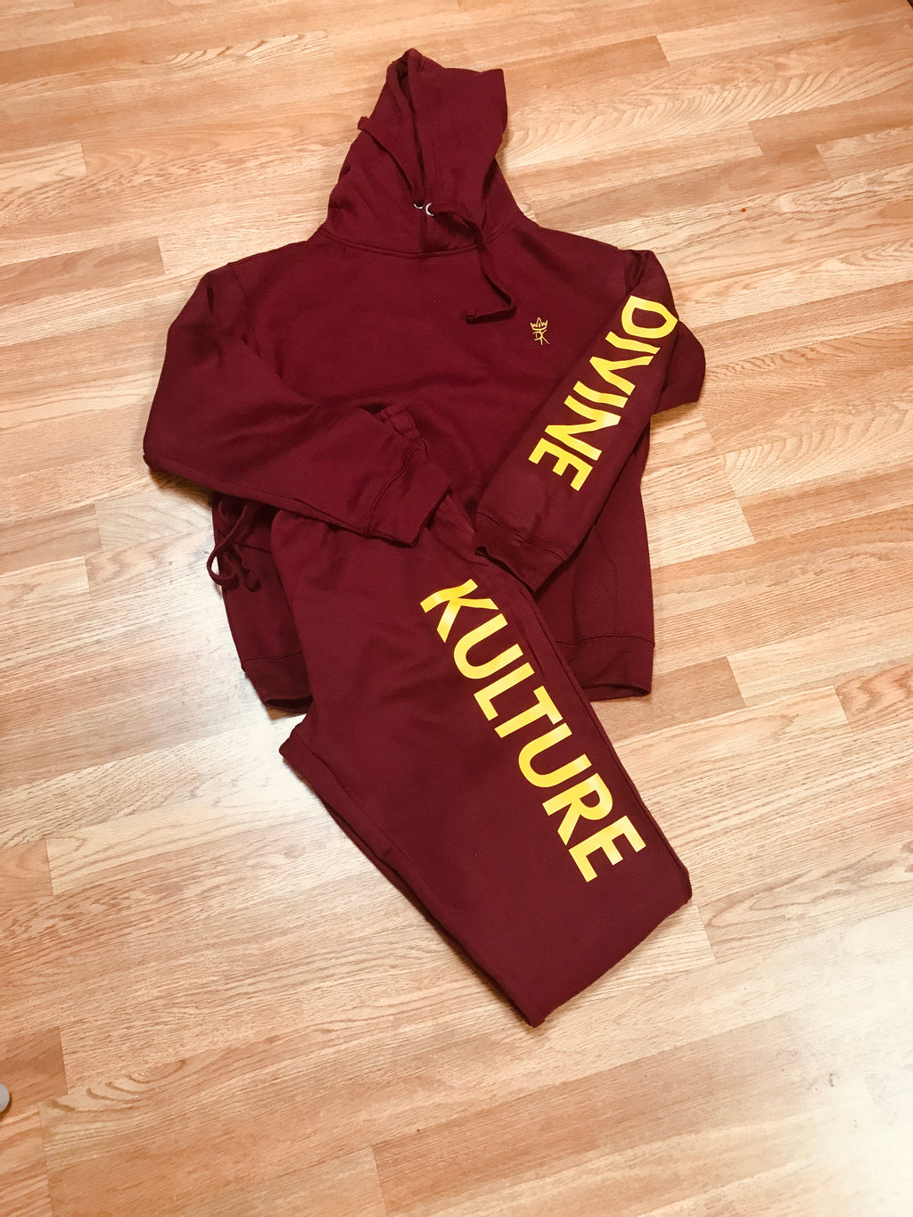 DIVINE Label Sweatsuit - Burgundy & Yellow