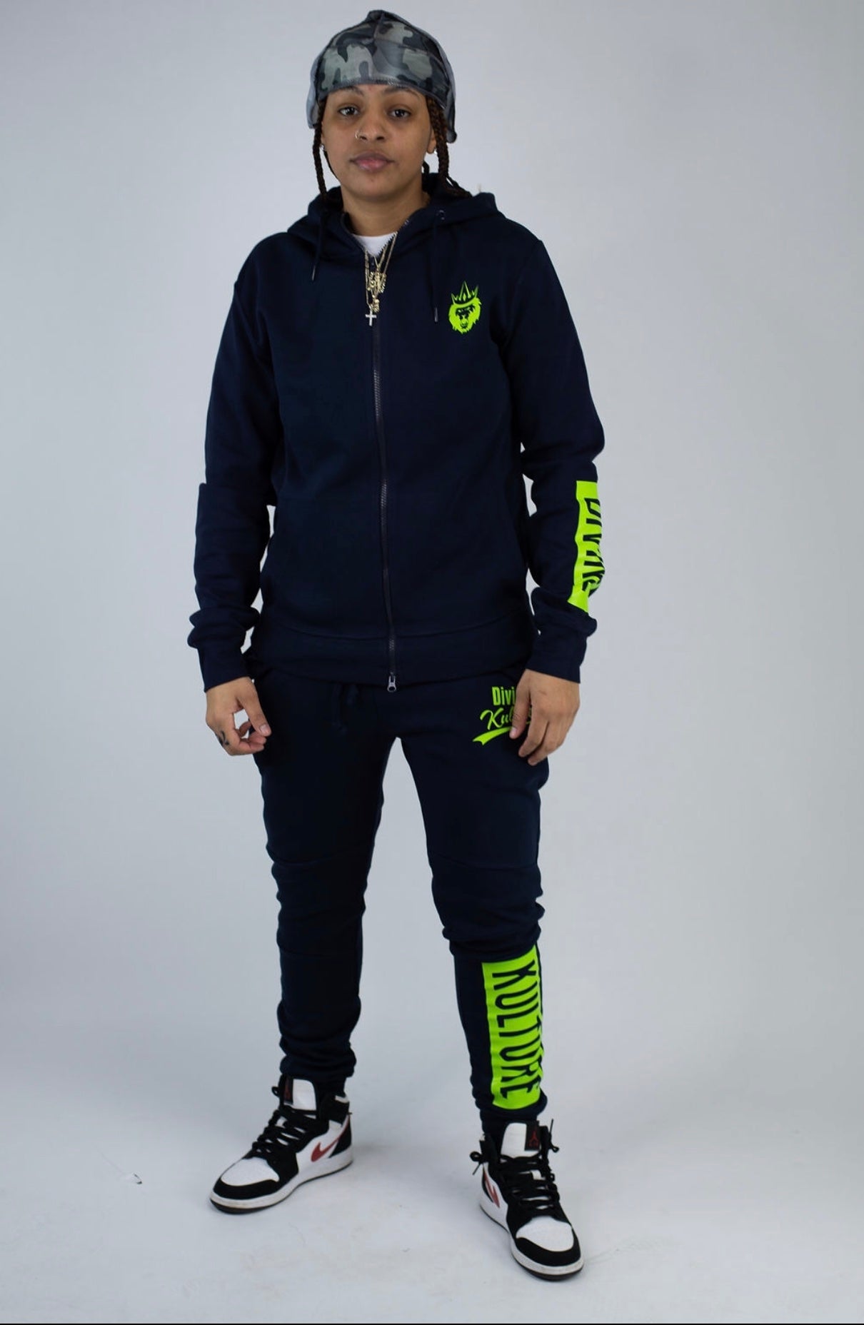 Navy Bolt - Navy Blue & Lime Green