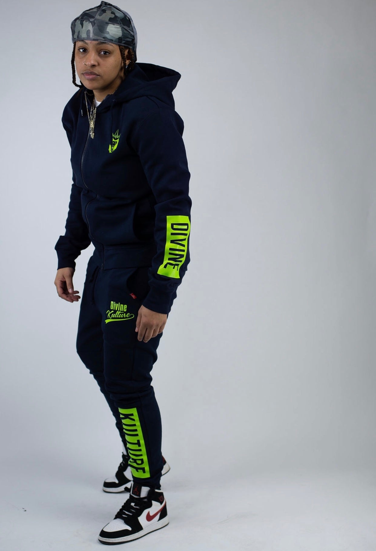 Navy Bolt - Navy Blue & Lime Green