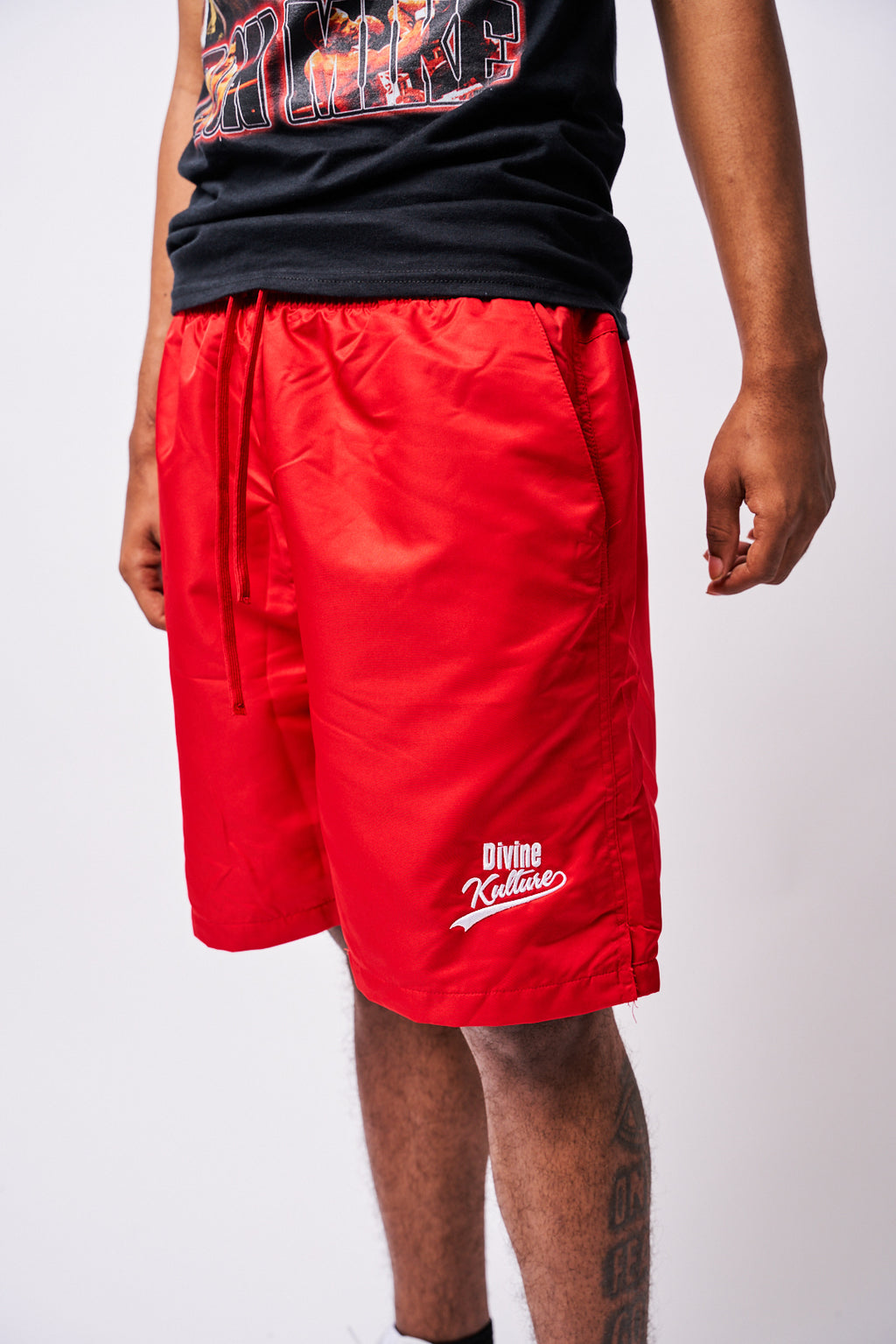 DIVINE SPORTSWEAR HOT RED MEN'S WOVEN SHORTS